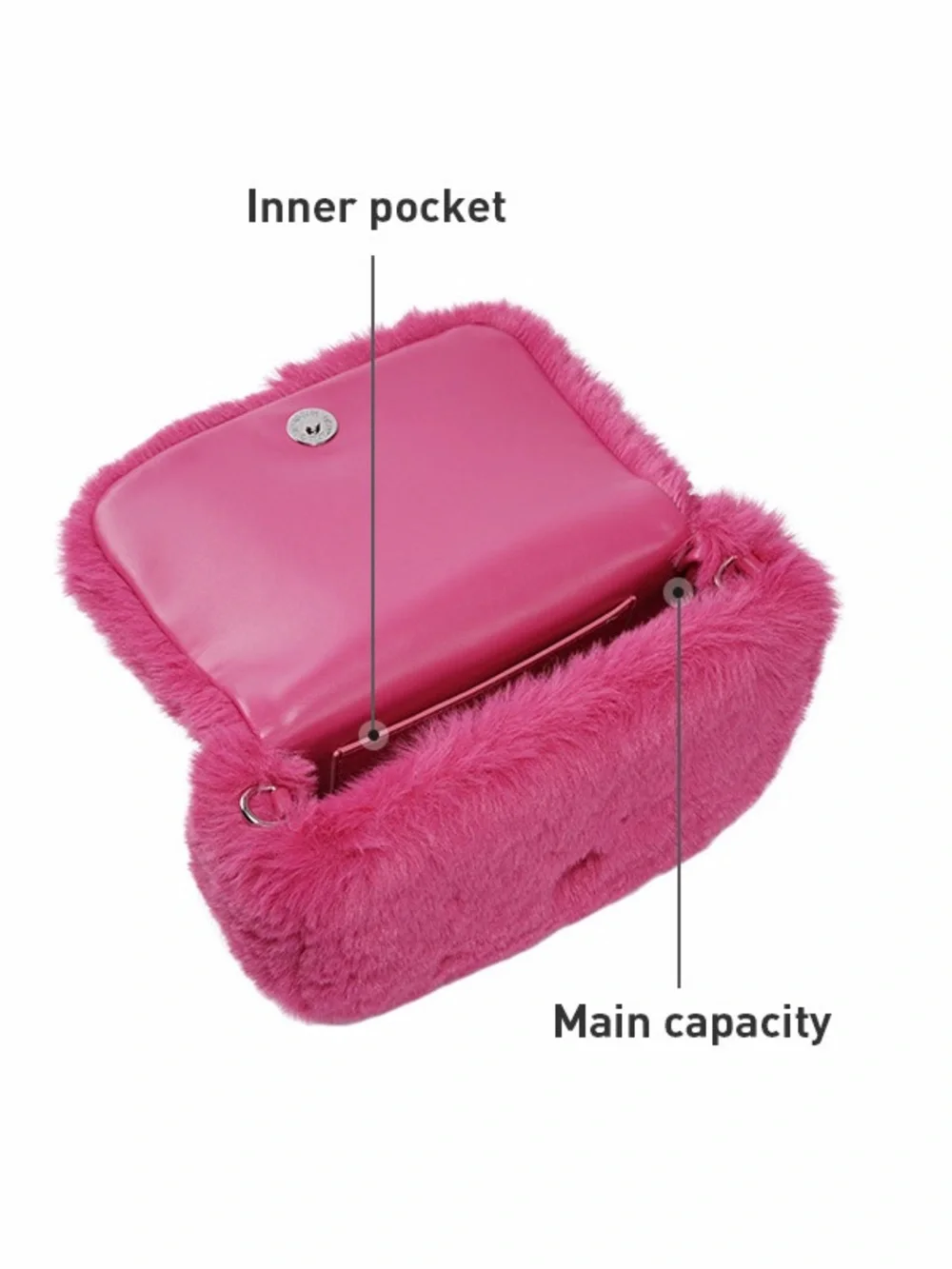 Hot Pink Faux Fur Chain Clutch